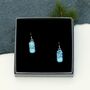 Blue Dichroic Glass Sterling Silver Drop Earrings, thumbnail 4 of 12