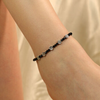 Black Beads Floral Indie Chain Boho Payal Anklet, 8 of 8