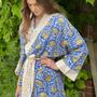 Long Kimono Jaipur Blue And Yellow Fabric, thumbnail 3 of 4