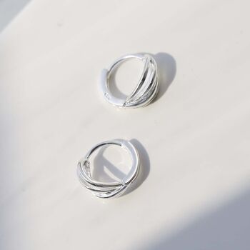 Sterling Silver Braided Huggies, 3 of 10