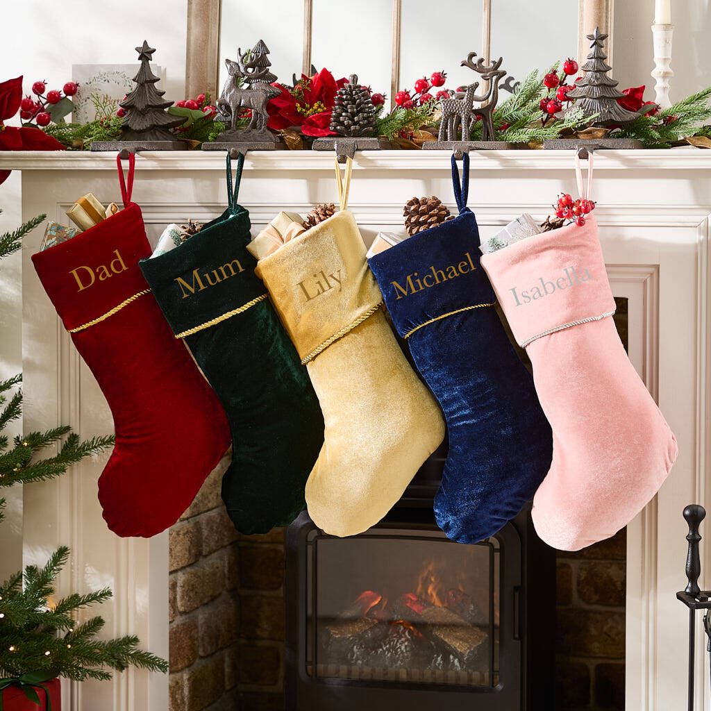 Personalised Luxury Plush Velvet Christmas Stocking, 1 of 9