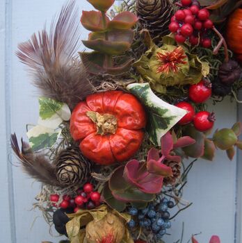 Autumn Pumpkin And Pod Wreath, 2 of 9