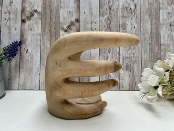 Hand Carved Wooden ‘Hand Of Wisdom’ Wine Bottle Holder, 4 of 11