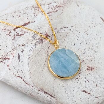 Aquamarine March Birthstone Necklace, Gold Plated, 4 of 7