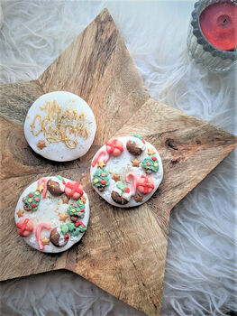 Personalised Hand Decorated Christmas Pudding Biscuits, 4 of 5