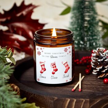 Personalised Christmas Scented Candle Gift Set For Family, Mum And Dad, 3 of 7