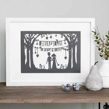 'Always And Forever' Wedding Print Or Papercut In Mount, 4 of 12