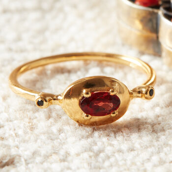 Red Garnet Gold And Silver Solitaire Ring, 5 of 10