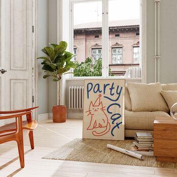 Party Cat Funny Cat Doodle Wall Art Print, 2 of 10