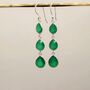 Green Onyx Sterling Silver Dangle Drop Earrings, thumbnail 5 of 7