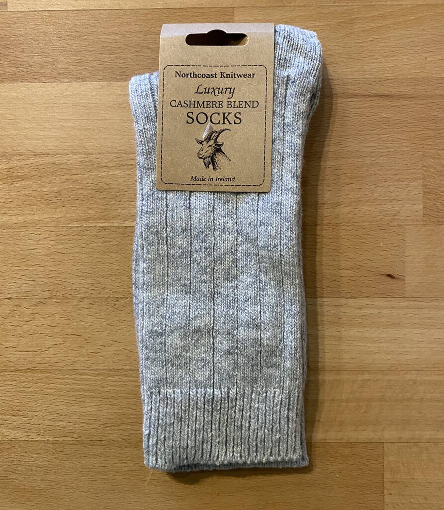 Mens Cashmere Blend Socks Light Grey Marl By Heliotique