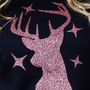 Rose Gold Glitter Reindeer Christmas Jumper, thumbnail 4 of 4