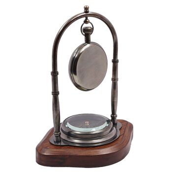 Personalised Bronze 22nd Anniversary Desk Clock With Compass, 8 of 11