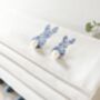 Blue Floral Applique Bunnies Blackout Roman Blind, thumbnail 2 of 3