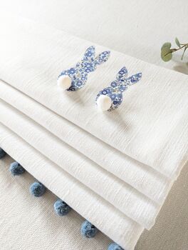 Blue Floral Applique Bunnies Blackout Roman Blind, 2 of 3