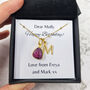 18k Gold Vermeil Plated Ruby Initial Necklace, thumbnail 4 of 9