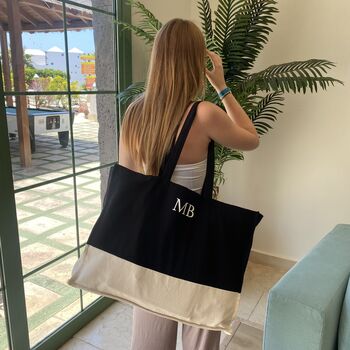 Personalised Square Cotton Beach Bag, 2 of 7