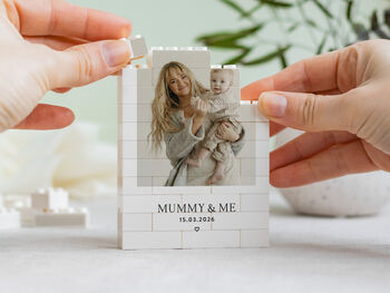 Personalised Mummy And Me Photo Block Keepsake With Date, First Mother's Day And New Mum Gift, 9 of 12
