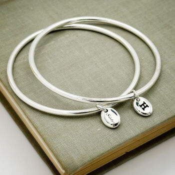 Personalised Solid Silver Pebble Bangle, 3 of 10