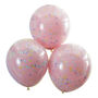 Double Layer Pink And Pastel Rainbow Confetti Balloons, thumbnail 2 of 3