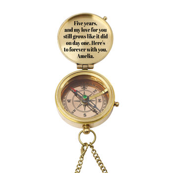 Personalised 5th Anniversary Brass Compass Compass Gift, 5 of 11