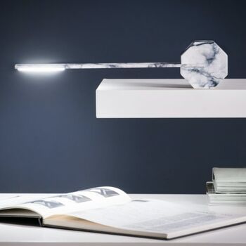Octagon One Desk Lamp White Marble, 2 of 7