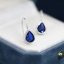 Sapphire Blue Cz Droplet Drop Hook Earrings, thumbnail 3 of 12
