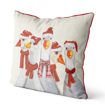 Christmas Gaggle Of Geese, Christmas Cushion, 3 of 3
