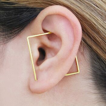 Gold Square Sterling Silver Ear Cuffs, 2 of 5