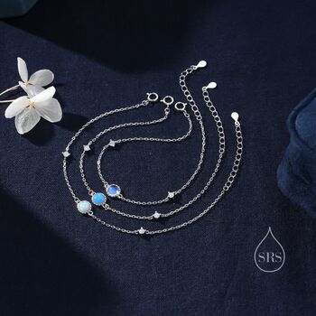 Delicate White Opal And Cz Bracelet In Sterling Silver, 5 of 11