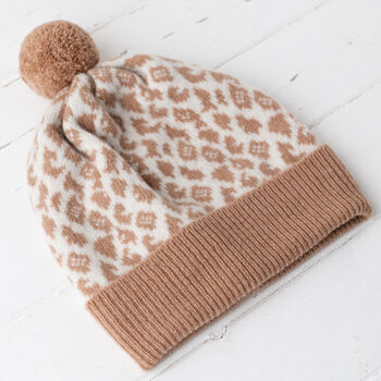 Leopard Knitted Pom Pom Hat, 9 of 11