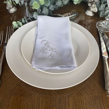 Personalised Reusable Silver And White Napkin Set, 10 of 10
