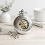 Personalised Roman Skeleton Pocket Watch With Own Handwriting For Dad Or Groom, thumbnail 3 of 4