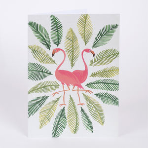 Pink Flamingos Greetings Card By Evermade