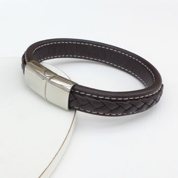 Mens Leather Strap And Steel Bracelet, 4 of 4