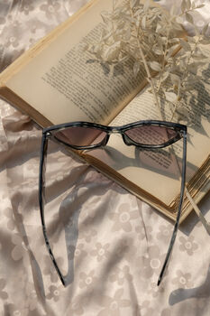Grey Tortoise Shell Thick Diamond Frame Sunglasses, 2 of 12