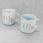 Mr And Mrs Ceramic Marble Blue Mugs, thumbnail 2 of 5