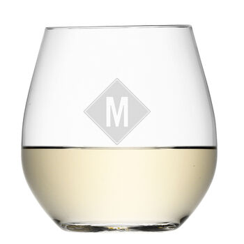 Monogrammed Stemless White Wine Glass, 3 of 6