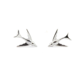 Tiny Swallow Earrings Gold Vermeil/Silver, 6 of 8