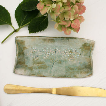 Green Floral Ceramic Butter Tray, 3 of 6