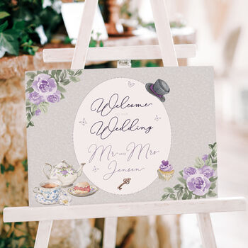 Vintage Tea Party Welcome To Our Wedding Sign, 4 of 4