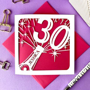 Champagne Bottle Personalised 30th Birthday Card, 2 of 4