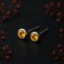 Sterling Silver November Citrine Birthstone Stud Earrings, thumbnail 5 of 6