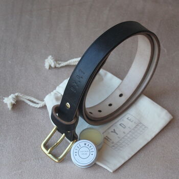 Personalised Black Leather Belt By Hyde Wares | notonthehighstreet.com
