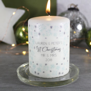 First Christmas As Mr And Mrs Snowflake Candle, 8 of 8