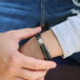 Men's Secret Message Silver And Leather Bracelet, thumbnail 3 of 8