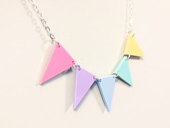 Pastel Bunting Necklace In Acrylic With Silver Plated Chain, 4 of 7