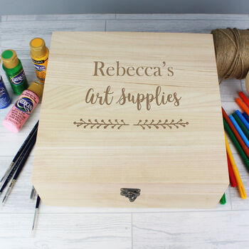 Personalised Wooden Sewing Box Or Craft, Art Box, 2 of 4