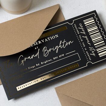 Personalised Hotel Reservation Gift Voucher Gold Foil, 4 of 9