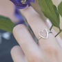 Silver Small Open Heart Textured Ring, thumbnail 1 of 4